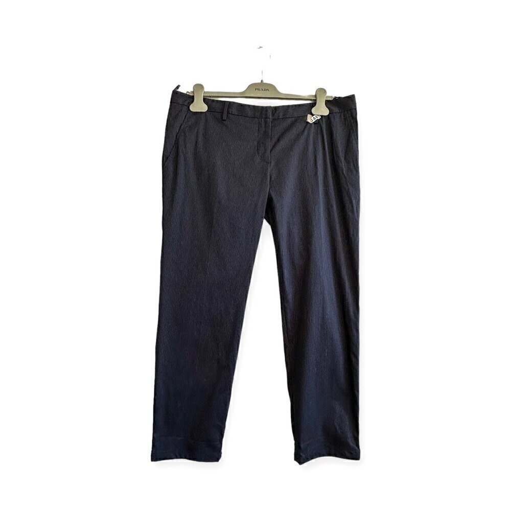 Prada Blue Striped Cotton Pants, Size Italian 46/L